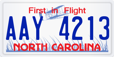 NC license plate AAY4213