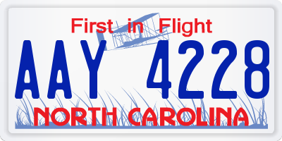 NC license plate AAY4228