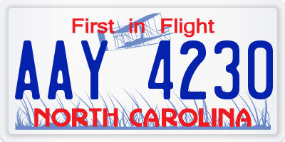 NC license plate AAY4230