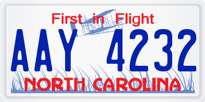 NC license plate AAY4232