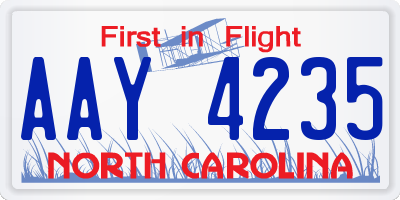 NC license plate AAY4235
