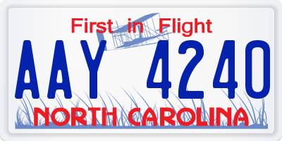 NC license plate AAY4240
