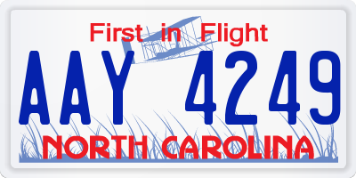 NC license plate AAY4249