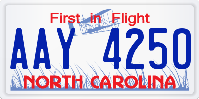 NC license plate AAY4250