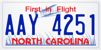 NC license plate AAY4251