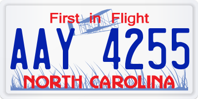 NC license plate AAY4255