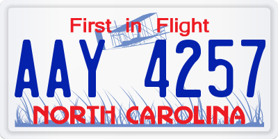 NC license plate AAY4257
