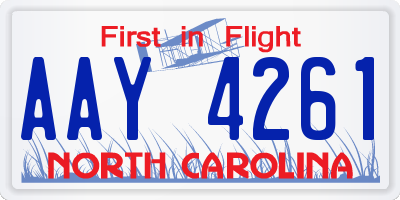 NC license plate AAY4261