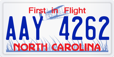 NC license plate AAY4262