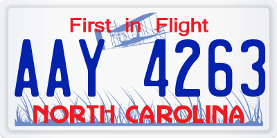 NC license plate AAY4263