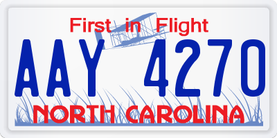 NC license plate AAY4270
