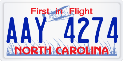 NC license plate AAY4274