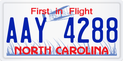 NC license plate AAY4288