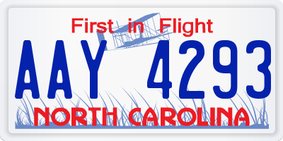 NC license plate AAY4293