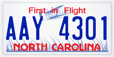 NC license plate AAY4301