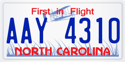 NC license plate AAY4310