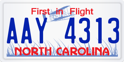 NC license plate AAY4313