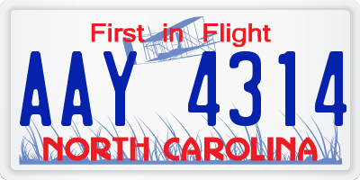 NC license plate AAY4314