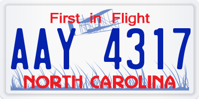 NC license plate AAY4317
