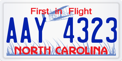 NC license plate AAY4323