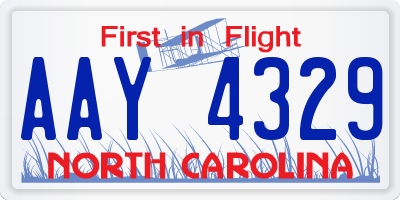 NC license plate AAY4329