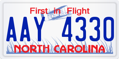 NC license plate AAY4330