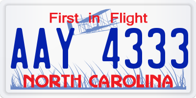 NC license plate AAY4333