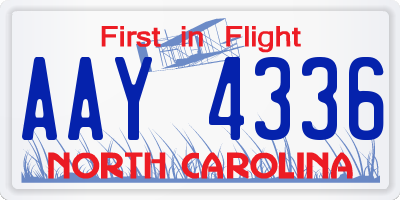 NC license plate AAY4336