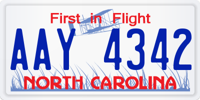 NC license plate AAY4342