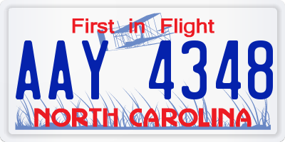 NC license plate AAY4348