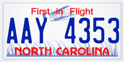NC license plate AAY4353