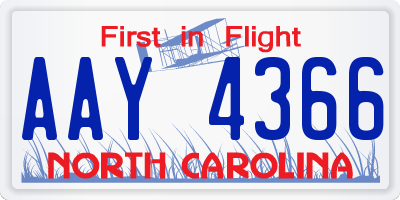 NC license plate AAY4366