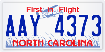NC license plate AAY4373