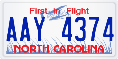 NC license plate AAY4374