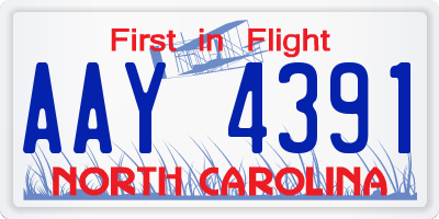 NC license plate AAY4391
