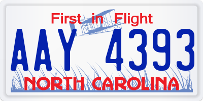 NC license plate AAY4393