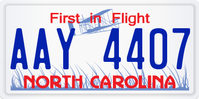 NC license plate AAY4407