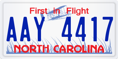 NC license plate AAY4417