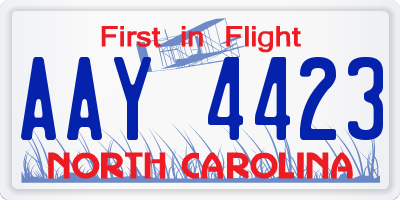 NC license plate AAY4423