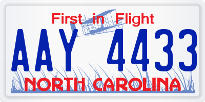 NC license plate AAY4433