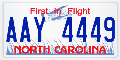 NC license plate AAY4449
