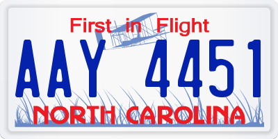 NC license plate AAY4451