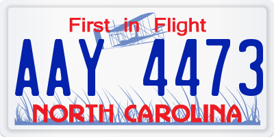 NC license plate AAY4473