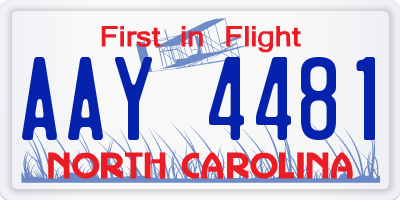 NC license plate AAY4481