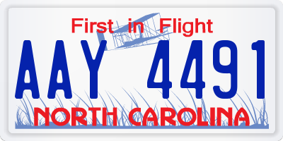 NC license plate AAY4491