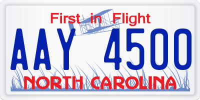 NC license plate AAY4500