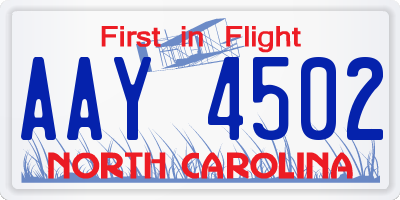 NC license plate AAY4502