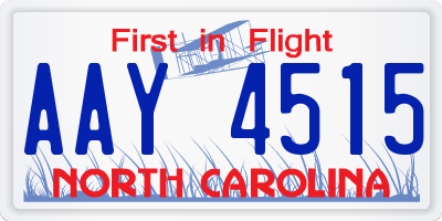 NC license plate AAY4515