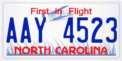 NC license plate AAY4523
