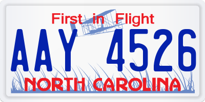 NC license plate AAY4526